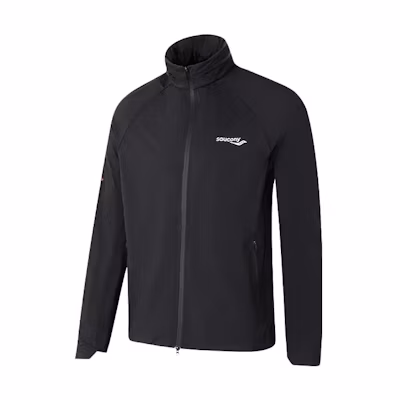 Saucony Black Solid Color Detachable Hood Woven Sports Jacket SC2239001-1