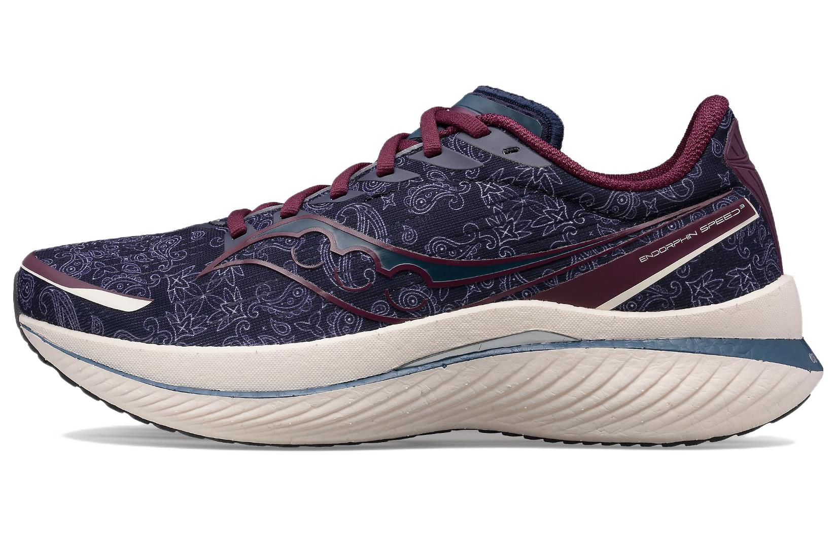 Saucony Endorphin Speed 3 Blue Burgundy Nylon Plate Running Shoes Wide Fit. S20756-153(M Width)