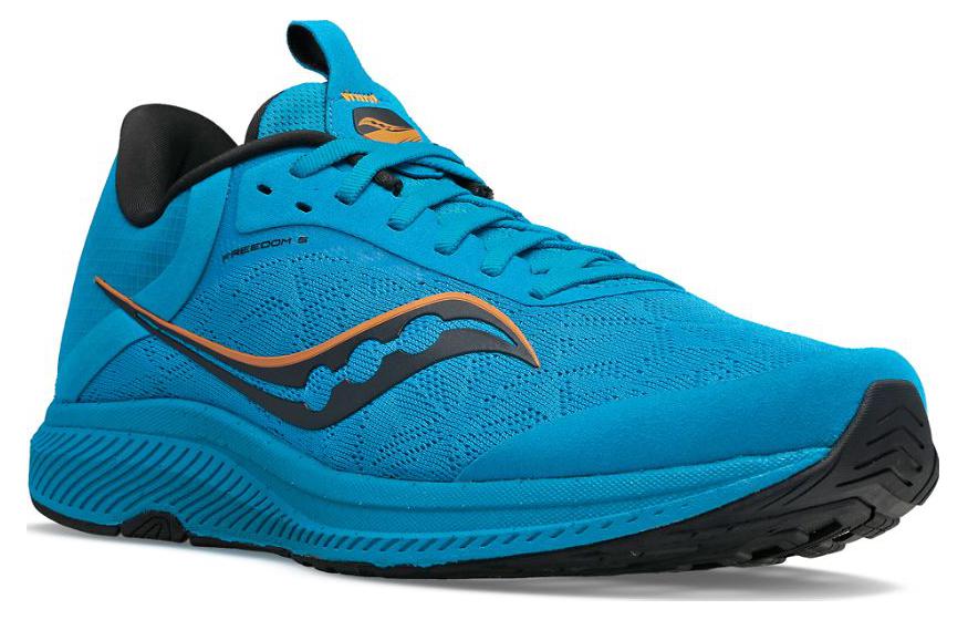 Lookbook Saucony 釋放自由5 織布 減震防滑耐磨 低筒 跑步鞋 海洋藍黑