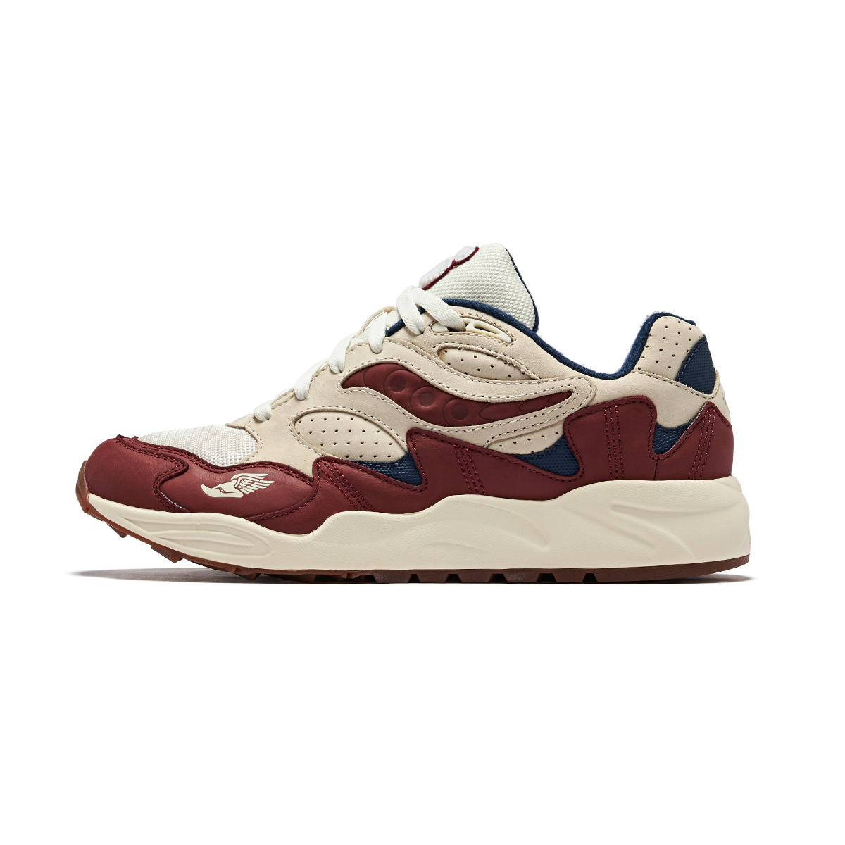 Saucony GRID SHADOW 2 Low-Top Running Shoes Cream Wine Red Durable Comfort S70842-1
