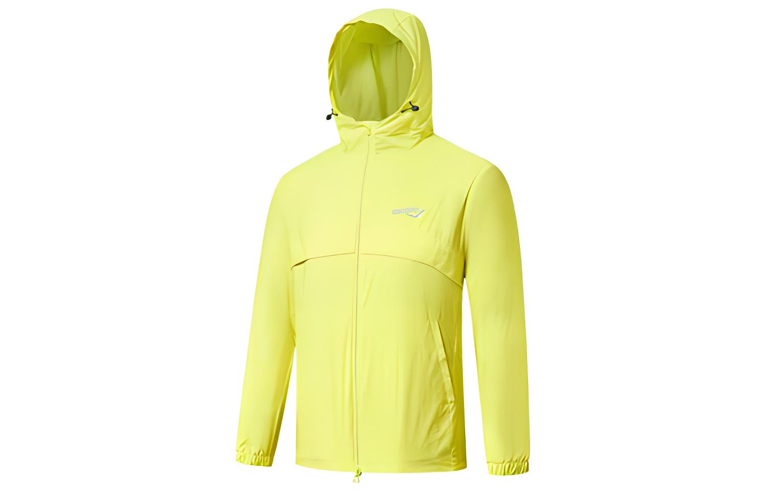 Saucony Lemon Yellow Slim Fit Hoodie Jacket with Logo Print SC2239360-2