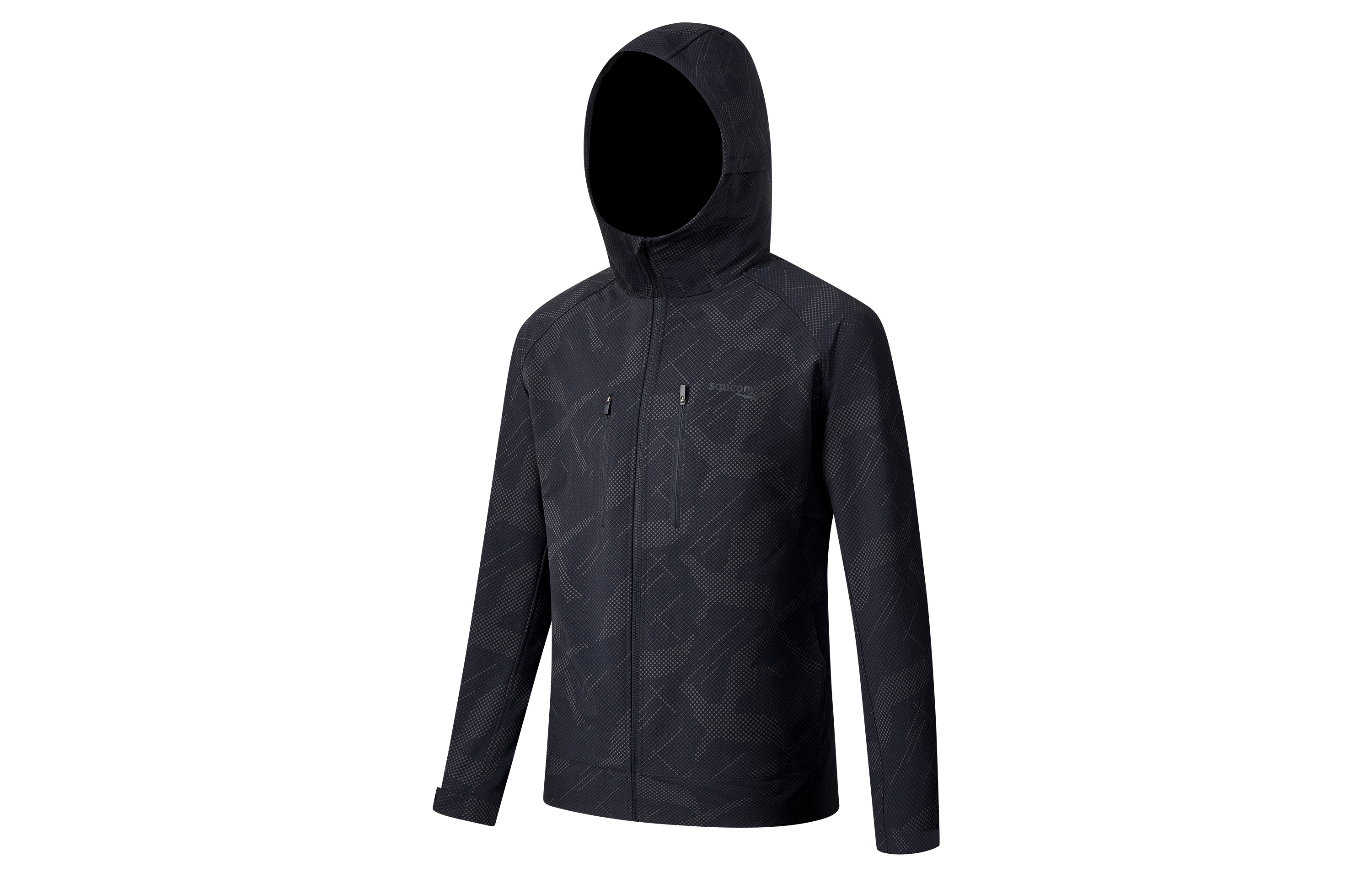Saucony Lifestyle Hoodie Jacket Black with Gray Polka Dot Print SC2249016A-PR112