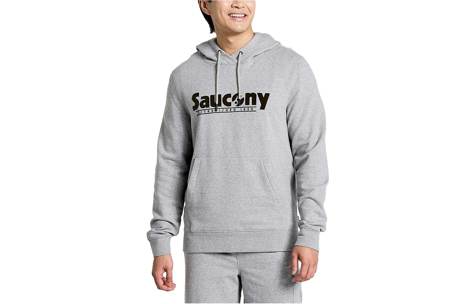 Saucony Logo Print Pullover Hoodie Long Sleeve Gray SAM800292-LGHS3