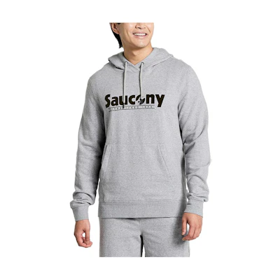 Saucony Logo Print Pullover Hoodie Long Sleeve Gray SAM800292-LGHS3