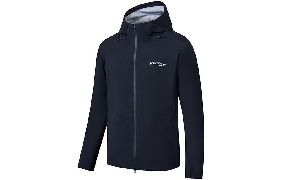 Saucony Logo Print Running Windbreaker Jacket Black Navy SC2249008A-BL106