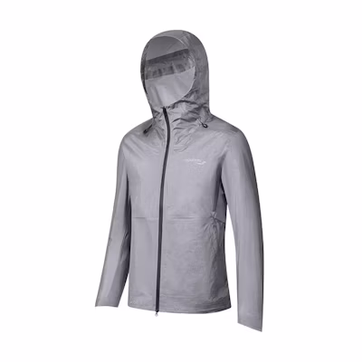 Saucony Logo Print Water-Resistant Hooded Woven Jacket Light Grey SC2249008C-MT06
