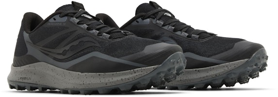 Cheap Saucony 游隼12 Peregrine 專業緩震越野低幫跑步鞋 男款 黑深灰