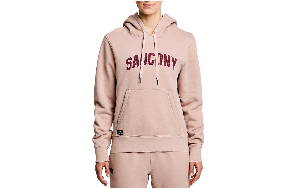 Saucony Recovery Hoodie Unisex Pink Pullover with Solid Logo Print SAU800047-SKA3