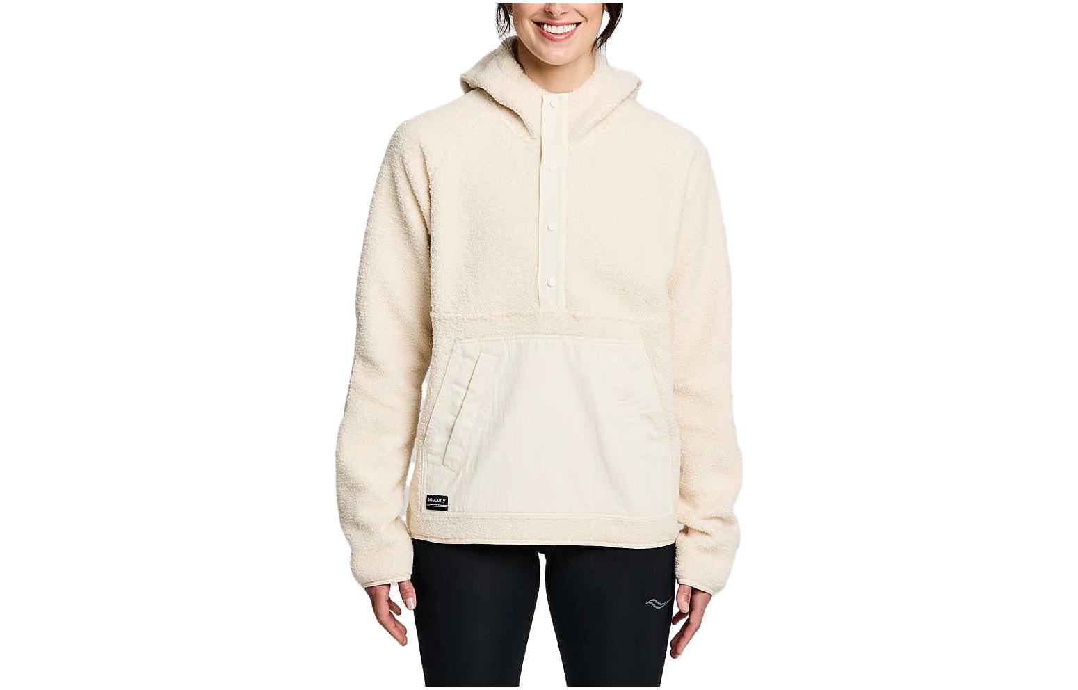 Saucony Recovery Sherpa Pullover Unisex Hoodie Long Sleeve - Linen Color SAU800051-LI