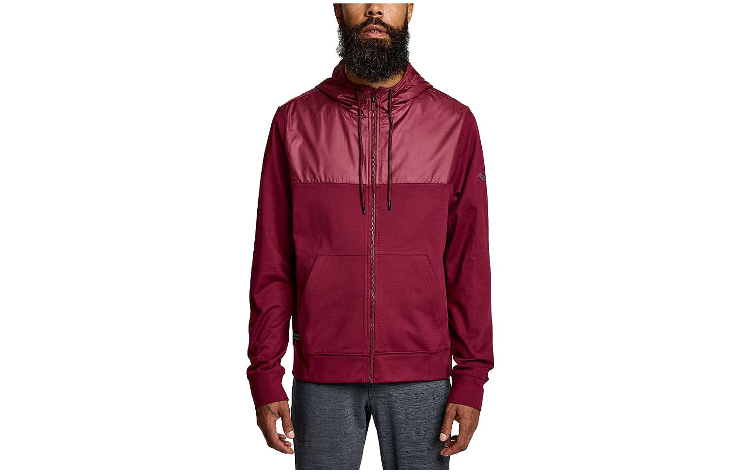 Saucony Red Loose Fit Hoodie with Letter Embroidery SAM800298-SUH