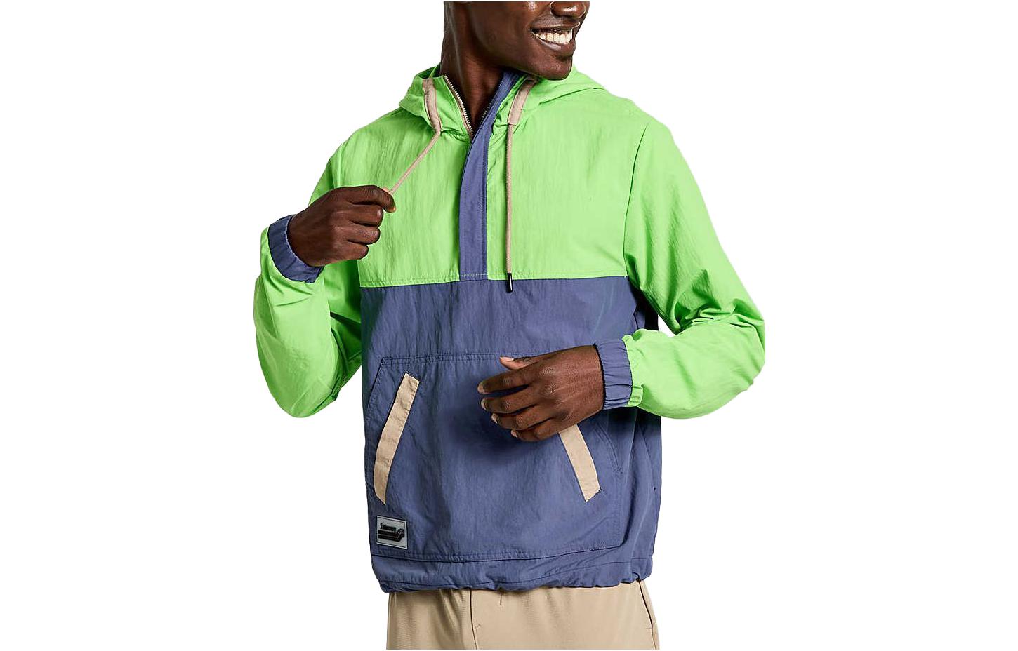 Saucony Rested Anorak Half-Zip Hooded Jacket Green SAM800345-IN