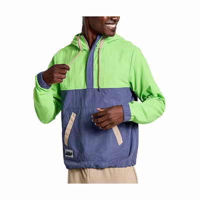 Saucony Rested Anorak Half-Zip Hooded Jacket Green SAM800345-IN