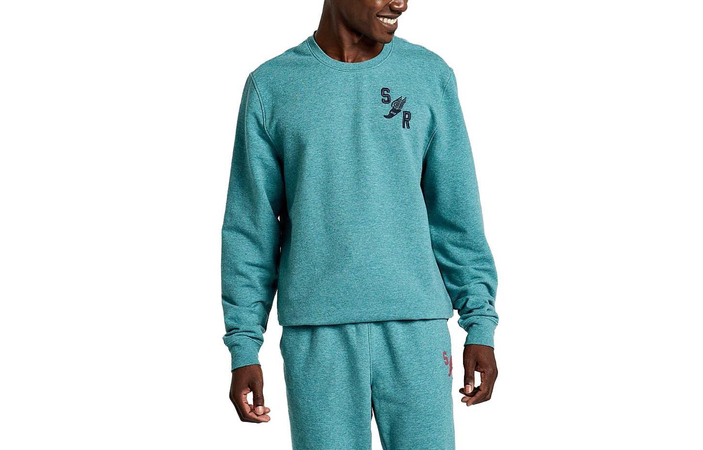 Saucony Rested Crewneck Logo Pullover Sweatshirt Blue SAM800293-NAHS3