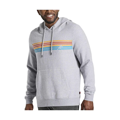 Saucony Rested Hoodie Graphic Striped Print Pullover for Men in Light Gray SAM800292-LGHA2
