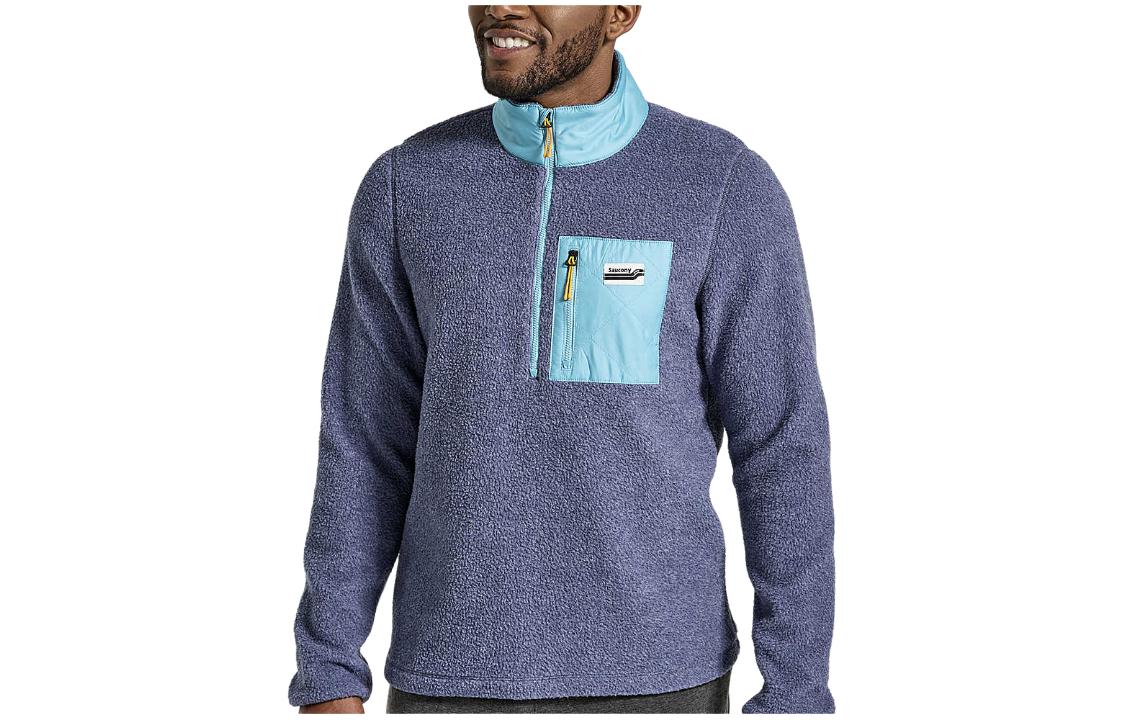 Saucony Rested Sherpa 1/4 Zip Pullover Jacket Blue Mens SAM800321-SDH