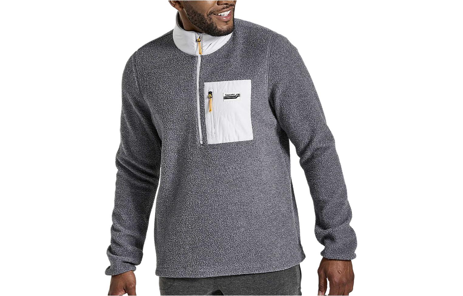 Saucony Rested Sherpa 1/4 Zip Pullover Sweatshirt Black SAM800321-BKH