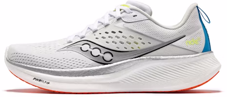 Saucony Ride 17 Running Shoes White/Silver - Cushioned, Lightweight, Breathable. S20924-218 Saucony Ride 17 Running Shoes White/Silver - Cushioned, Lightweight, Breathable. S20924-218
