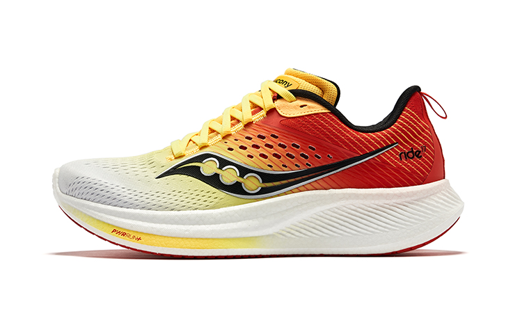 Saucony RIDE 17 White/Yellow Daily Running Shoes Lightweight Cushioned S20924-138