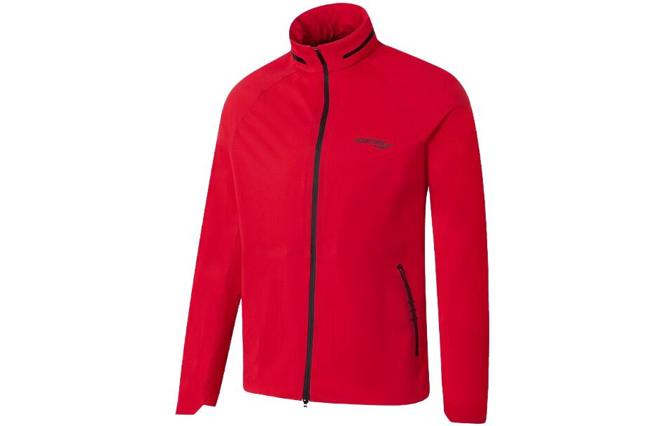 Saucony Solid Red Woven Jacket with Detachable Hood SC2239001-2