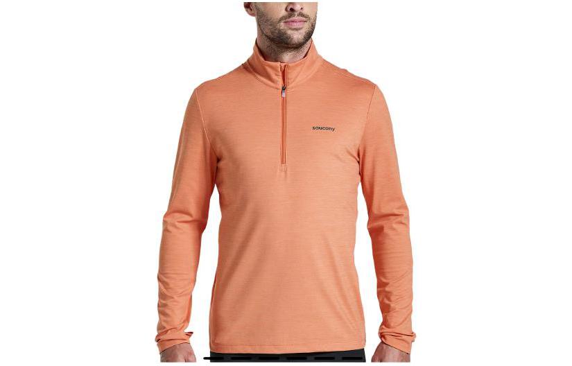 Saucony Solstice 1/4 Zip Embroidered Logo Pullover Sweatshirt Orange SAM800297-EMH