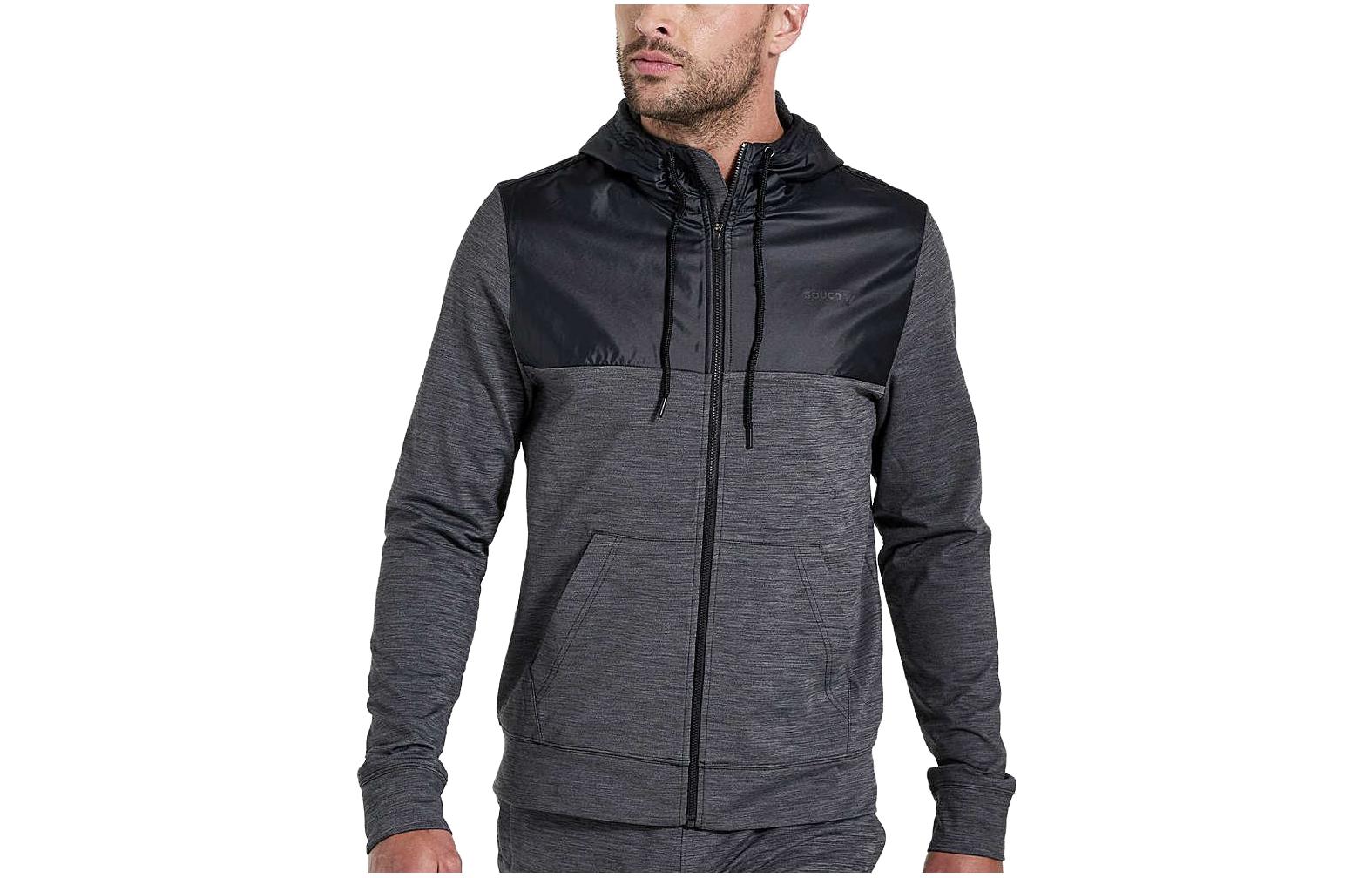 Saucony Solstice Zip Hoody Grey Full-Zip Drawstring Hoodie SAM800298-BKH