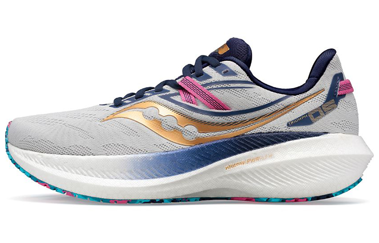 Saucony Triumph 20 Marathon Running Shoes Gray Blue Gold - Comfort & Durability S20759-40(M Wide)