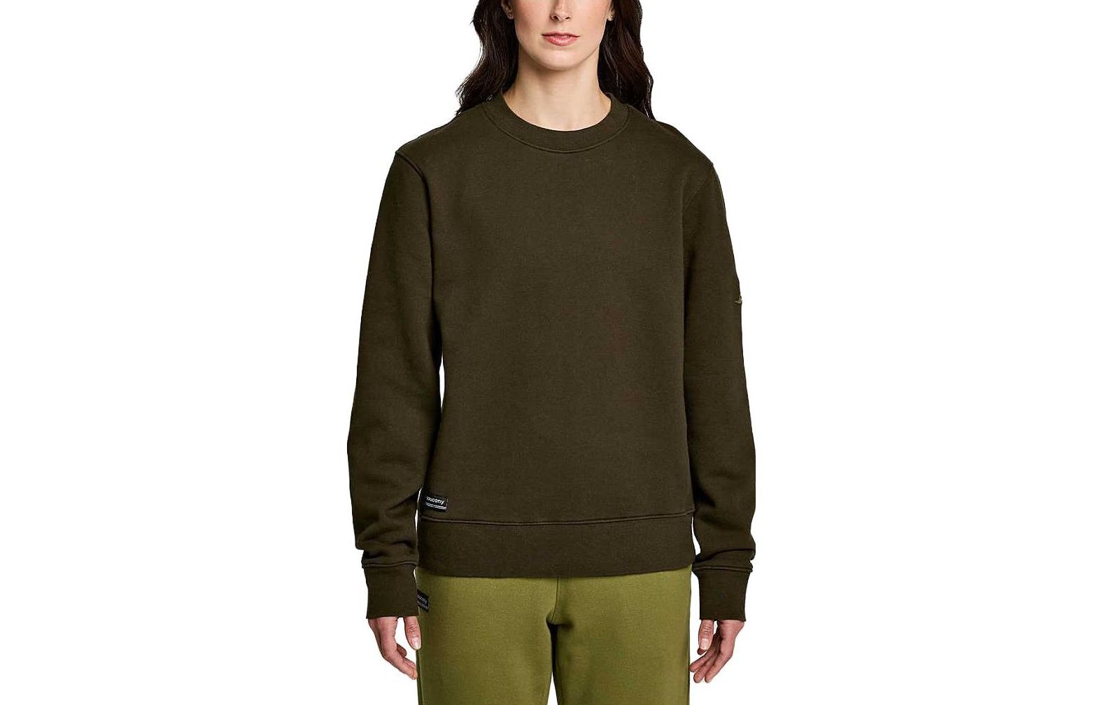 Saucony Unisex Embroidered Logo Crewneck Pullover Sweatshirt Army Green SAU800048-UBA3