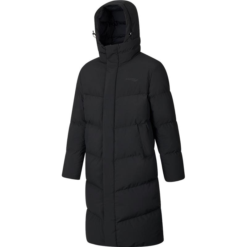 Saucony Unisex Pure Color Black Hooded Down Jacket Casual Versatile Style. SC3240206AL-BK01
