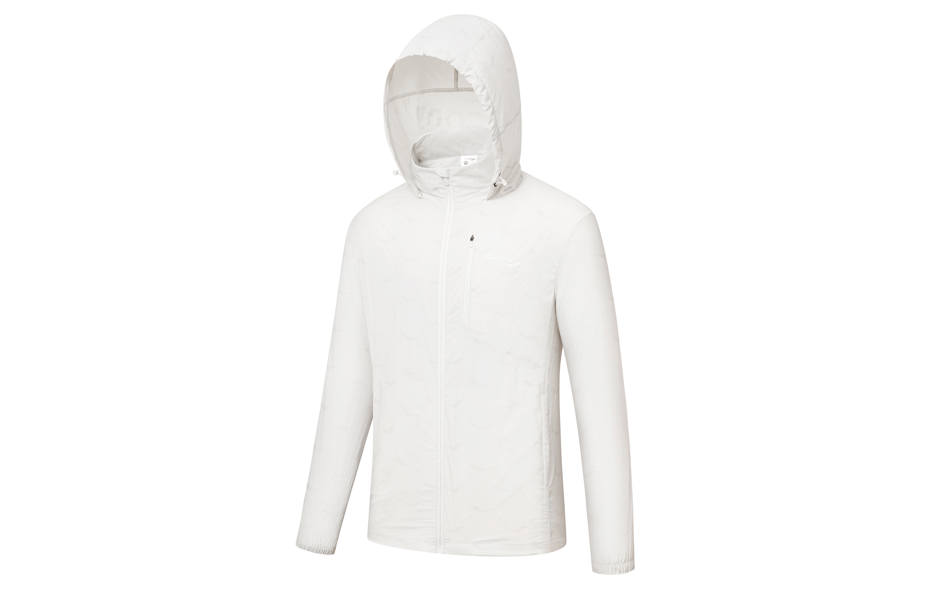 Saucony White Full-Print Letter Zip Hoodie Jacket SC2230153A-GR24