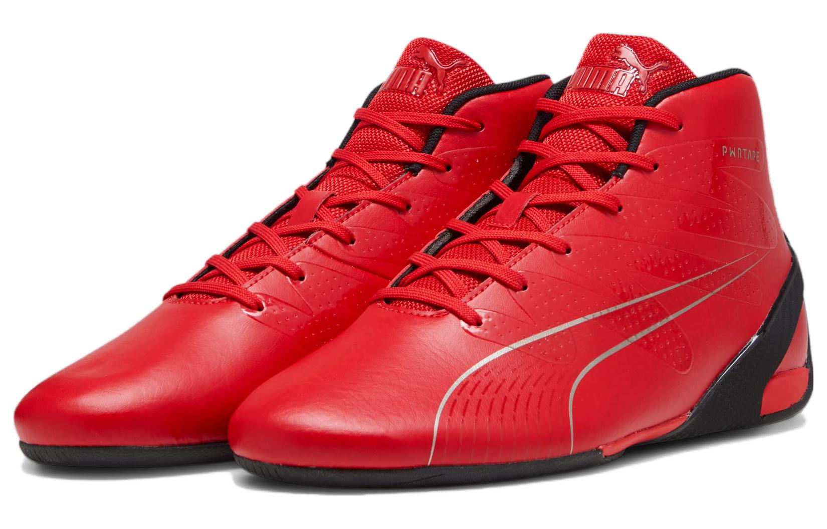 Lookbook PUMA Scuderia Ferrari Carbon Cat Mid 舒適賽車 舒適百搭 耐磨平衡支撐 中筒 生活休閒鞋 男款 紅色