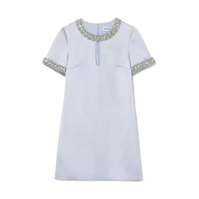 Self-Portrait Blue Short Sleeve Comfortable Breathable Mini Dress. SWF354Y15000
