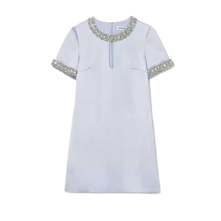 Self-Portrait  Blue Short Sleeve Comfortable Breathable Mini Dress. SWF354Y15000 圖 2