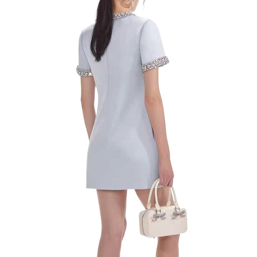 Self-Portrait  Blue Short Sleeve Comfortable Breathable Mini Dress. SWF354Y15000 圖 3