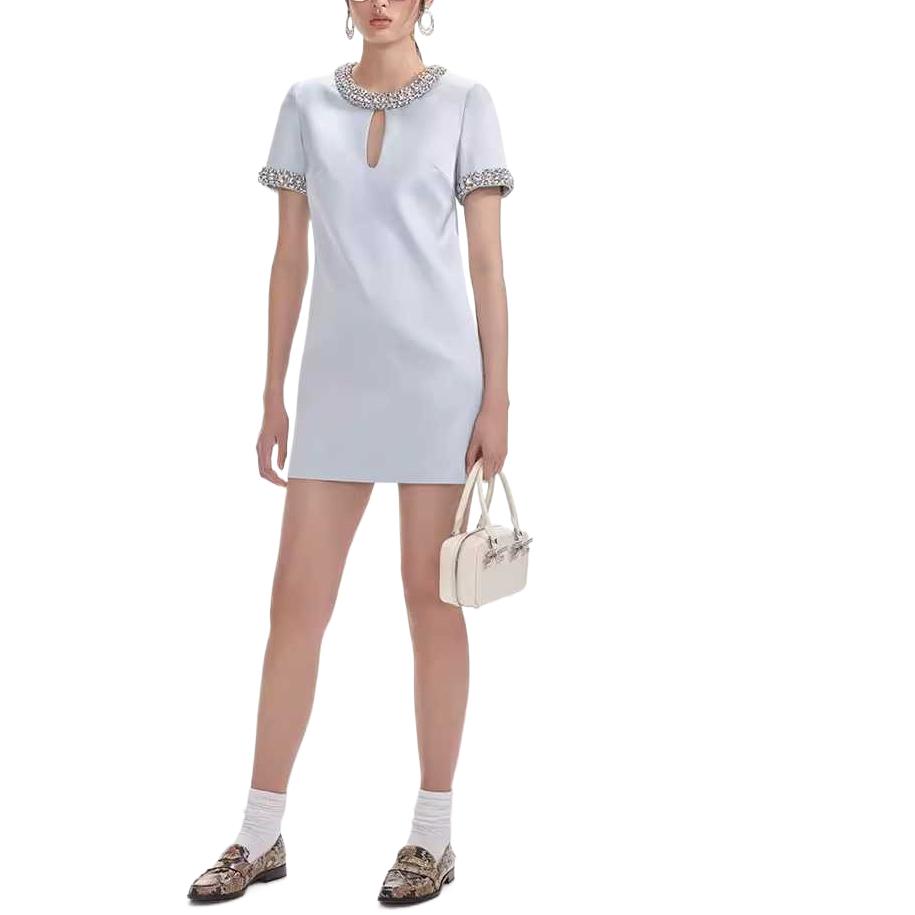 Self-Portrait  Blue Short Sleeve Comfortable Breathable Mini Dress. SWF354Y15000 圖 5