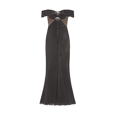 Self-Portrait AW23 French Sequin Strapless Sleeveless Dress - Black SWF344Y20100911