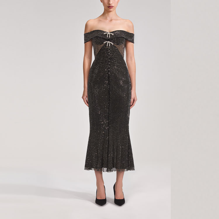 Self-Portrait AW23 French Sequin Strapless Sleeveless Dress - Black SWF344Y20100911 圖 3