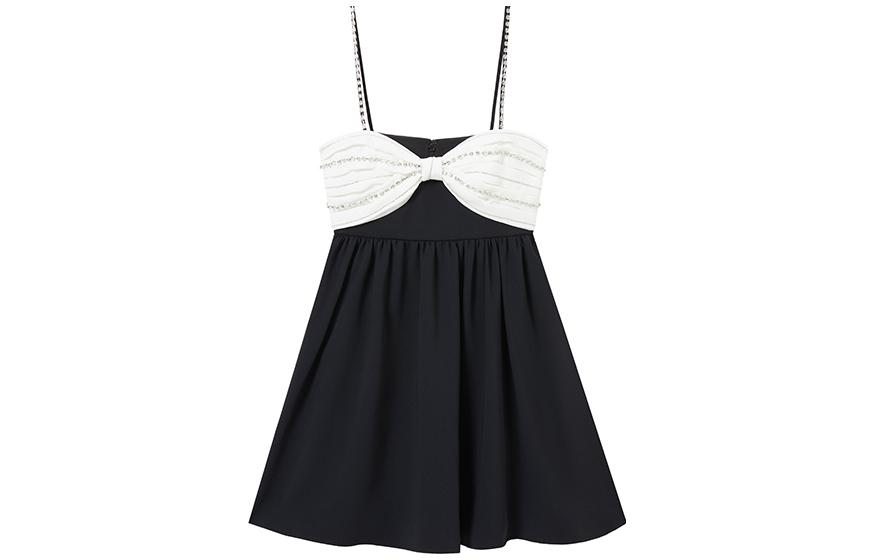 Self-Portrait Backless Colorblock Slip Dress Black/White SWF344Y17200 圖 2