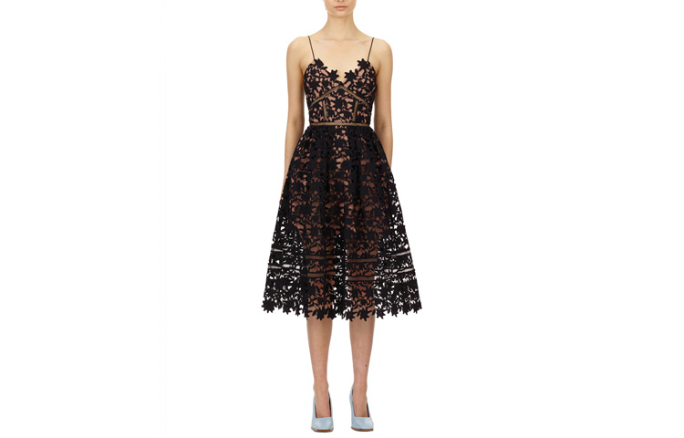 Self-Portrait Black Lace Cutout Cami Midi Dress AW20-128 BLACK 圖 2