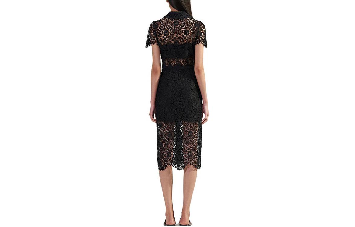 Self-Portrait Black Lace Midi Dress with Doll Collar and Cinched Waist. SWF342Y19200 圖 3