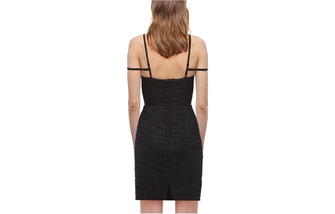 Self-Portrait Black Mesh Ruched Waist Mini Slip Dress. SWF324Y14700 圖 3