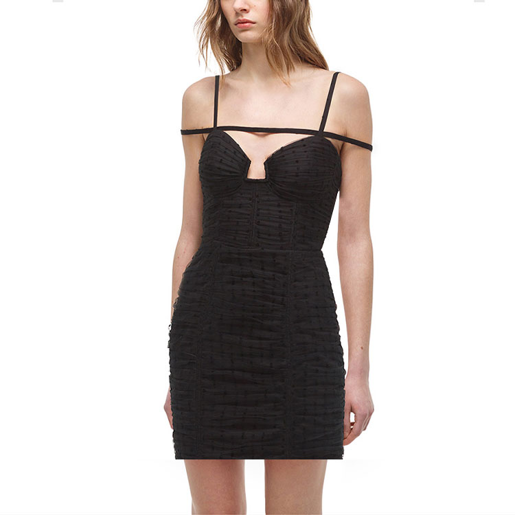 Self-Portrait Black Mesh Ruched Waist Mini Slip Dress. SWF324Y14700 圖 5