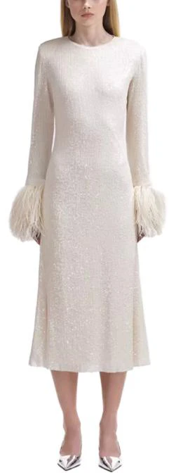 self-portrait-feather-long-sleeve-ivory-white-dress-swf-344-y22400