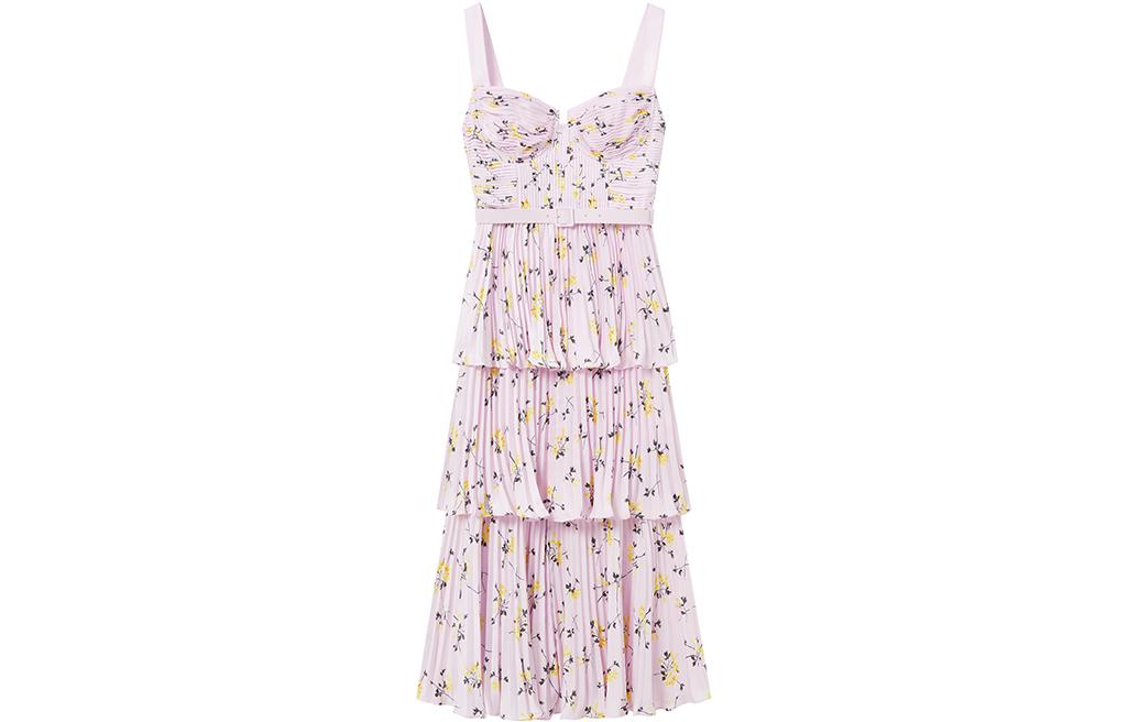 Order Vestido Midi Sin Mangas con Estampado Floral Self-Portrait - Rojo Rosa SWF343Y11000