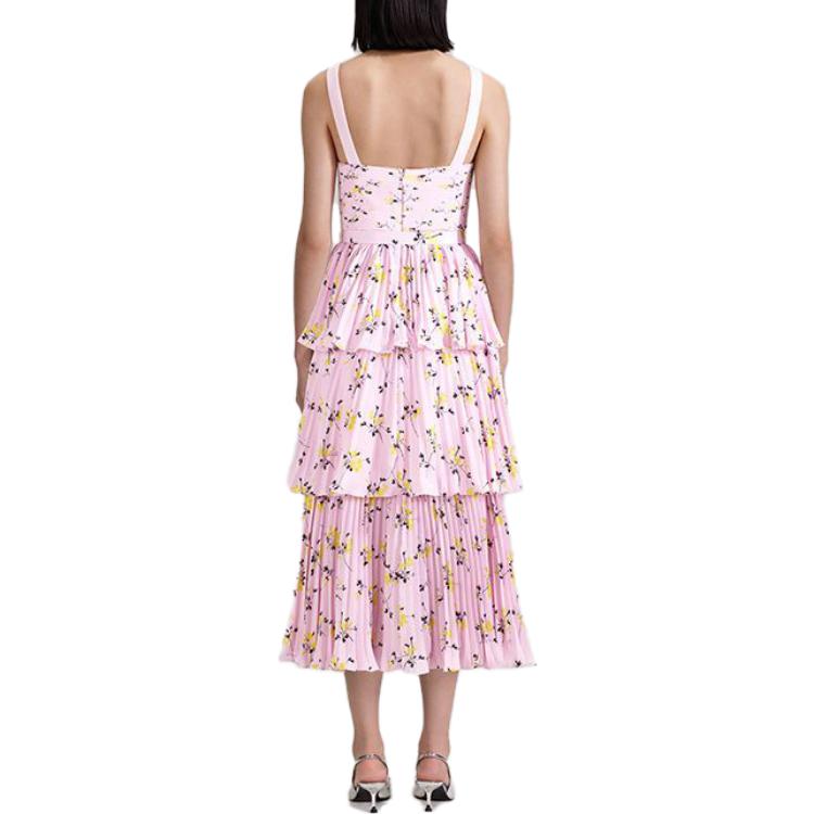 Shop Vestido Midi Sin Mangas con Estampado Floral Self-Portrait - Rojo Rosa SWF343Y11000