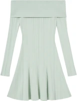 Self-Portrait French Style Knit Off-Shoulder A-Line Dress Mint Green SWF343M02200411 Self-Portrait French Style Knit Off-Shoulder A-Line Dress Mint Green SWF343M02200411