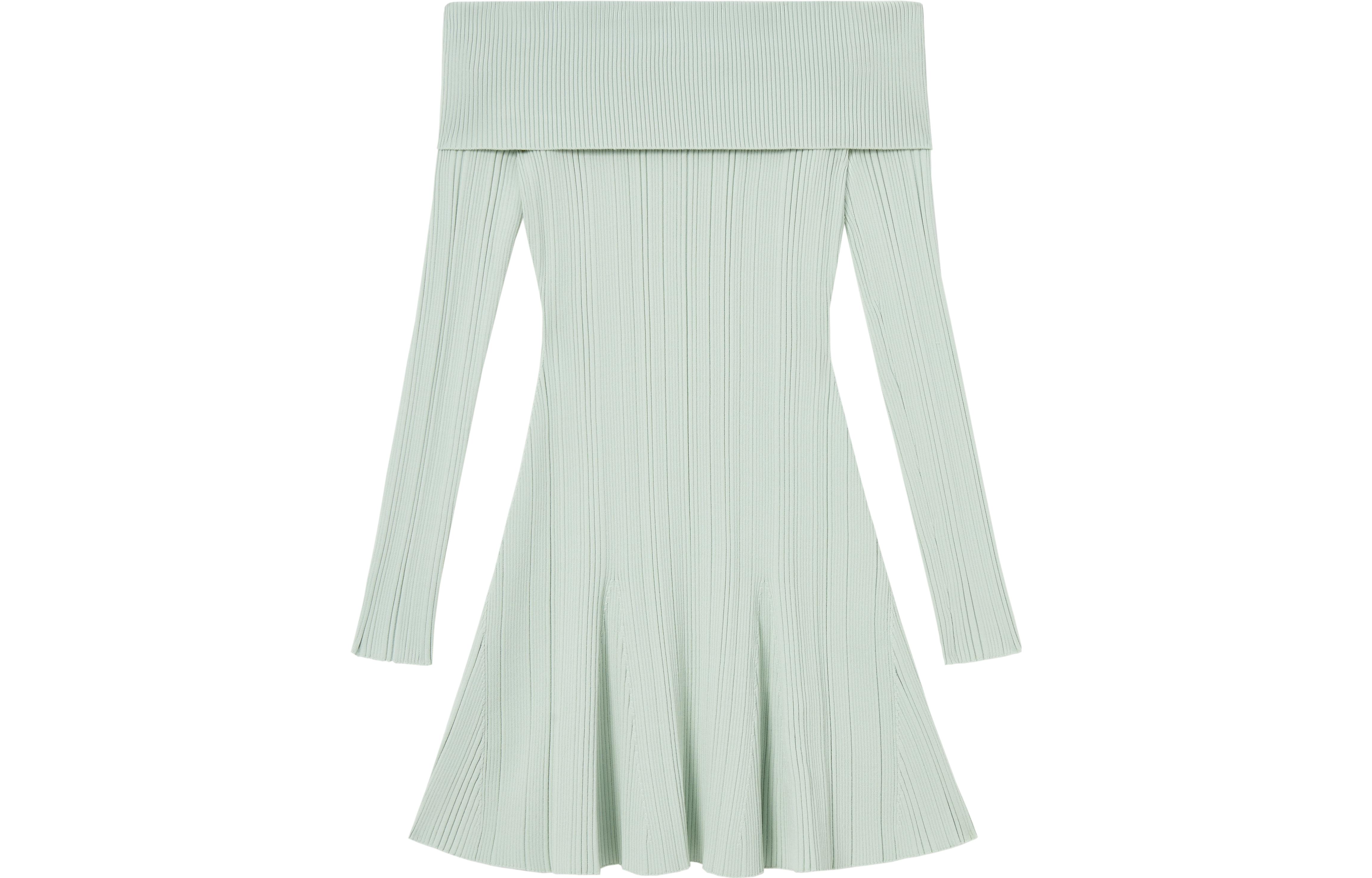 Self-Portrait French Style Knit Off-Shoulder A-Line Dress Mint Green SWF343M02200411 圖 2