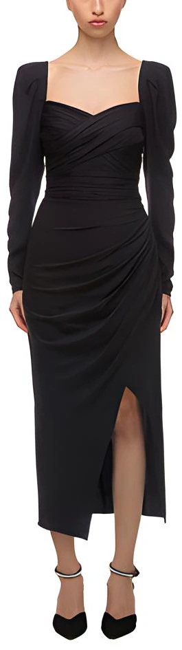 self-portrait-french-style-long-sleeve-split-maxi-dress-black-swf-323-y04600
