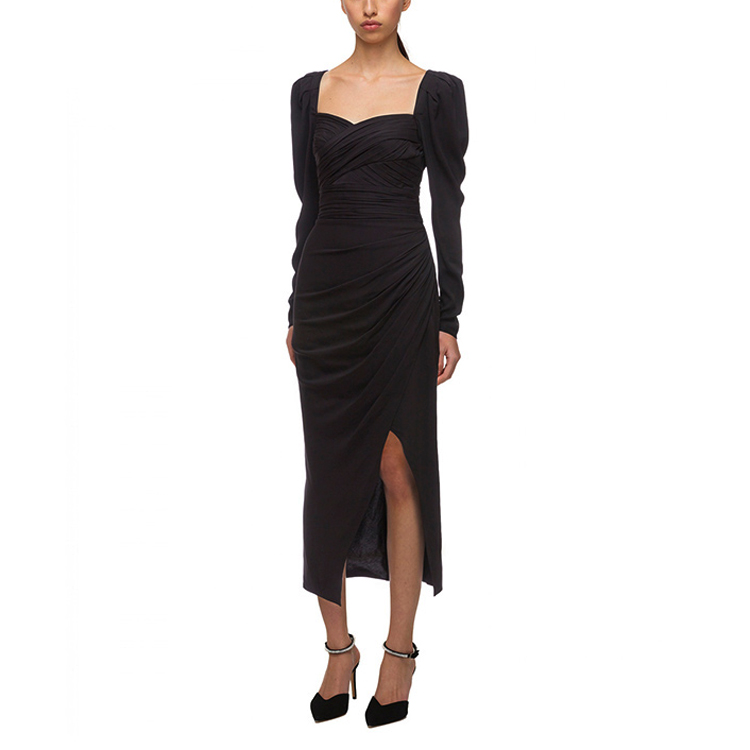 Self-Portrait French Style Long Sleeve Split Maxi Dress Black. SWF323Y04600 圖 4