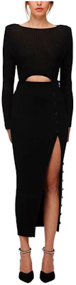 Self-Portrait FW21 Black Knitted Side Slit Long Sleeve Midi Dress. SWF322M06200 Order Self-Portrait FW21 Black Knitted Side Slit Long Sleeve Midi Dress. SWF322M06200