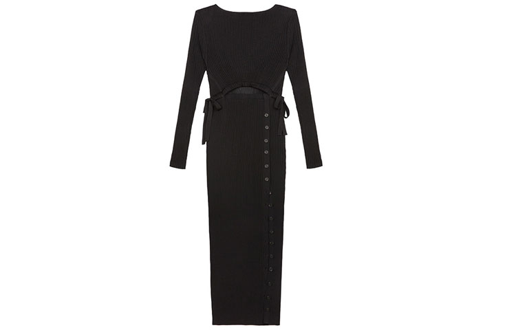 Self-Portrait FW21 Black Knitted Side Slit Long Sleeve Midi Dress. SWF322M06200 圖 4